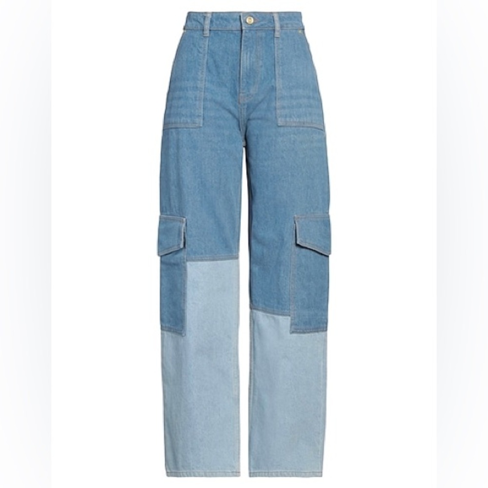 Ganni Two-Tone Blue Flare Jeans